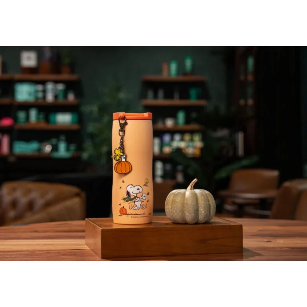 Peanuts + Starbucks Stainless Steel Tumbler and Charm - Orange